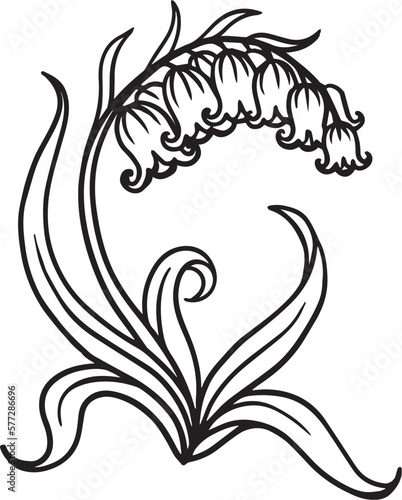 Hand drawn bluebell flower meaning humility, constancy, gratitude and everlasting love. Vectror illustration.