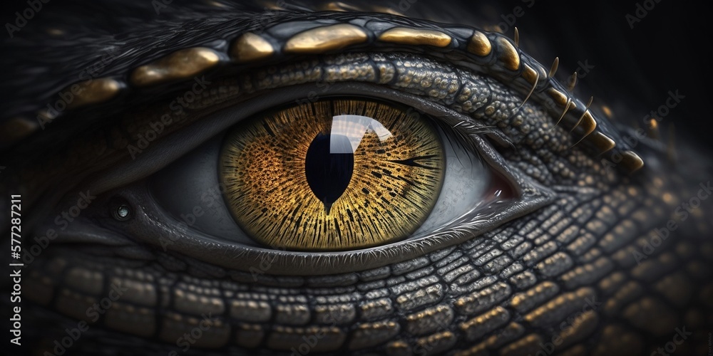 Nahaufnahme Auge Iris Reptil Krokodil, ai generativ