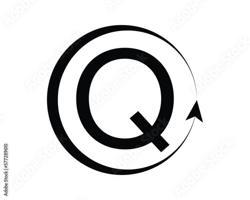 Q letter vector with circle creative design template elements.