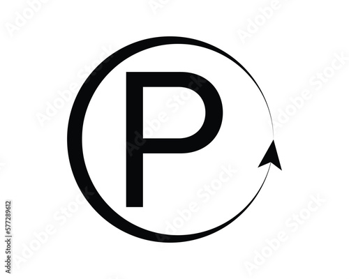 P letter vector with circle creative design template elements.