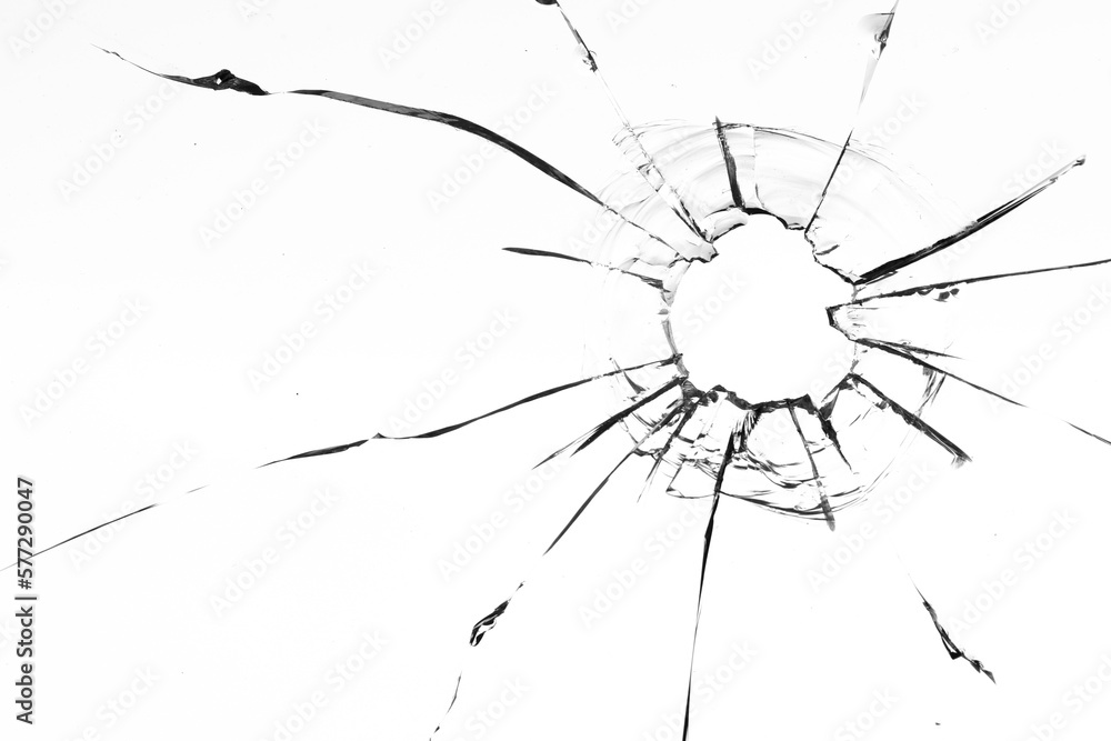 Obraz premium Window into Violence: Bullet Hole on Display