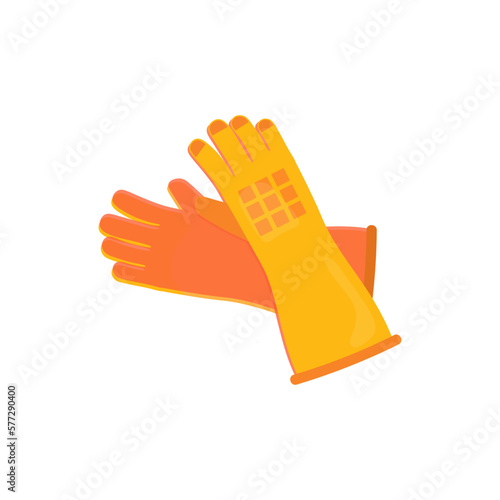 Rubber yellow gloves, latex safety equipment for hands protection, plastic gloves