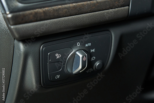 control unit for vehicle external lighting, headlights, fog lights, dimensions. buttons and mode switch © Elena