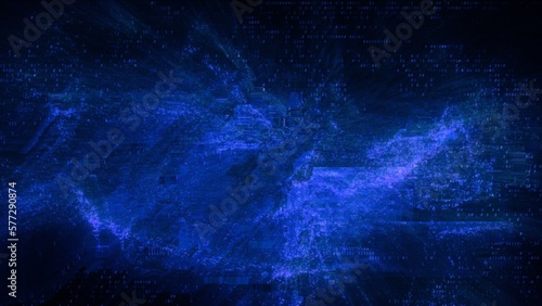 Abstract Dark Blue Neon Glowing Cyber Glitch Code Error Showcase Background © remotevfx