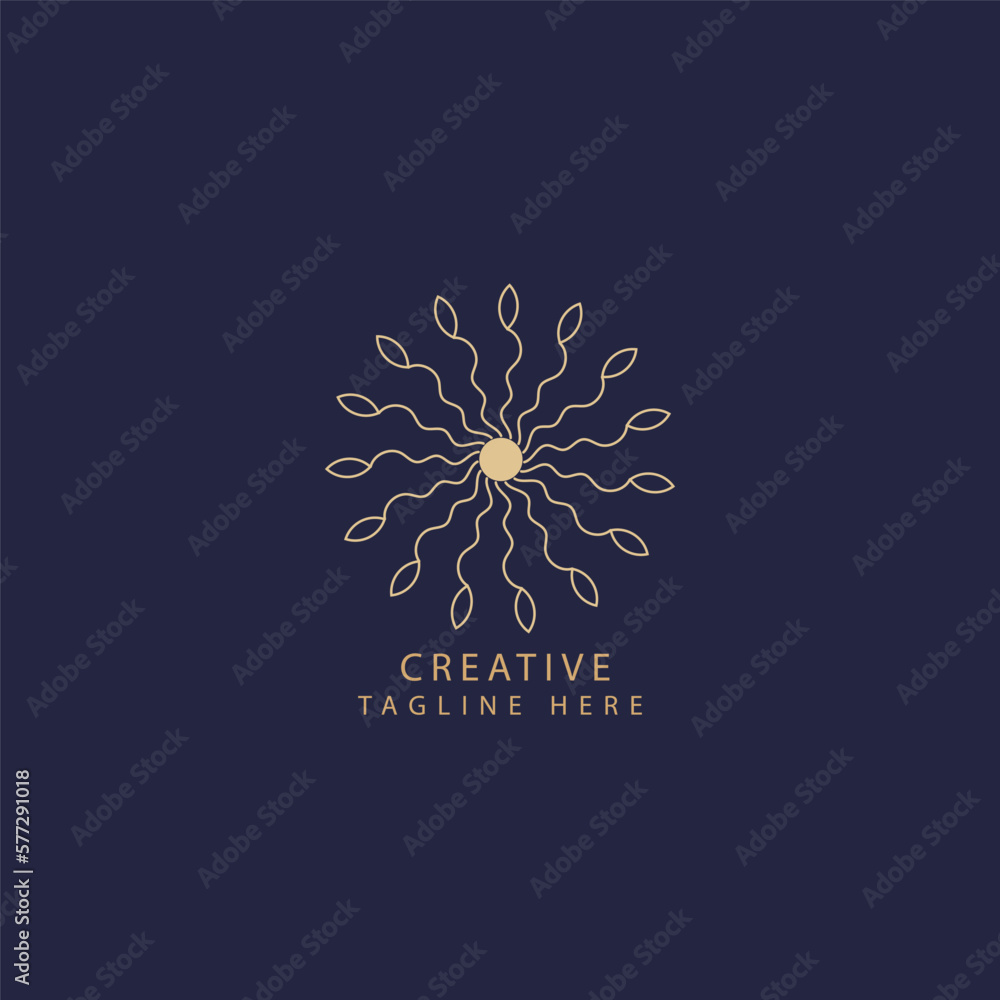 Sunflower vector logo in the shape of a tree. Logo design, vector gold leaf Sunflower vector logo in the shape of a tree. Logo design, vector gold leaf