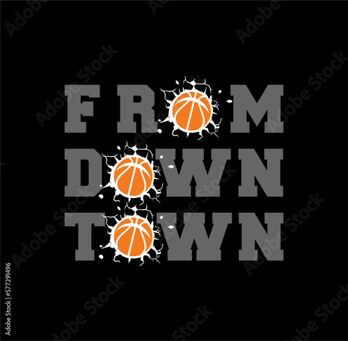 Fro Down Town, Basketball sport graphic for young design t shirt print.