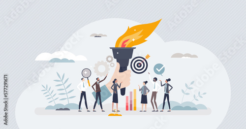 Integrity and high business ethics or principles strategy tiny person concept. Company with respect team loyalty, transparent targets and ethical work management vector illustration. Good reputation.
