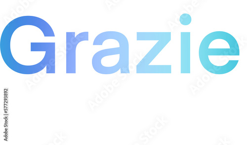 Grazie- thank you written in italian - Blue color - background with color spots - image, poster, placard, banner, postcard, card. png Italia 