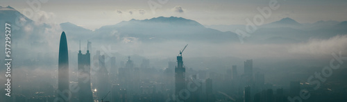 Photography Aerial view of landscape in shenzhen city, China