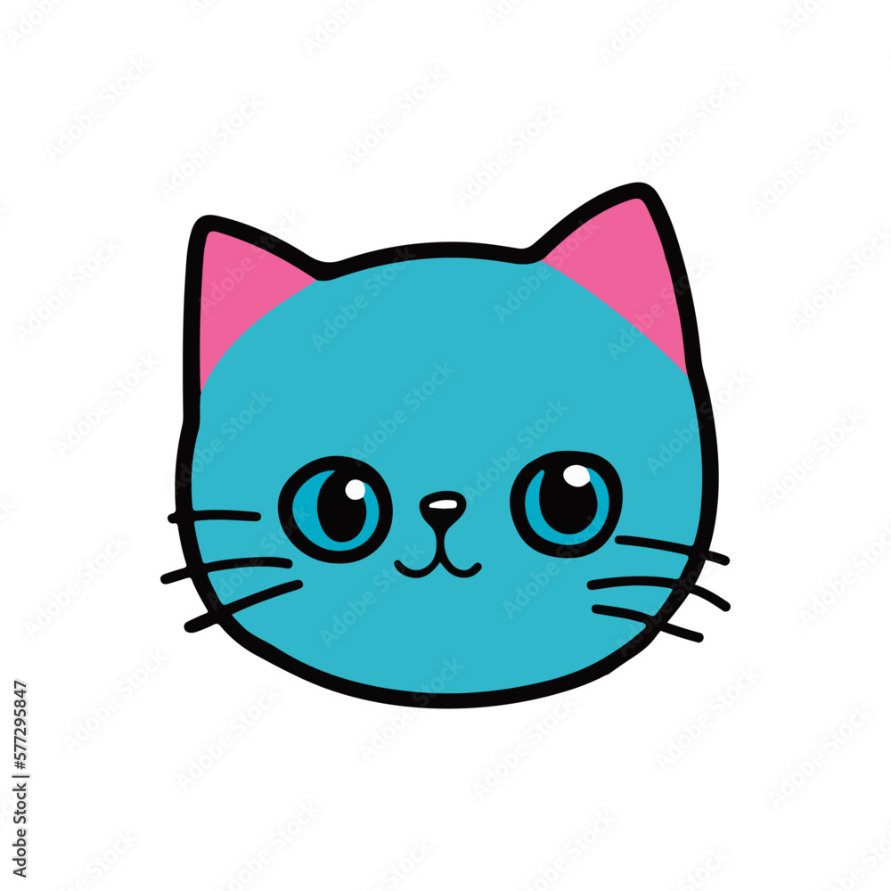 Cat face. Cute kitten face line icon. Vector illustration isolated on white background.