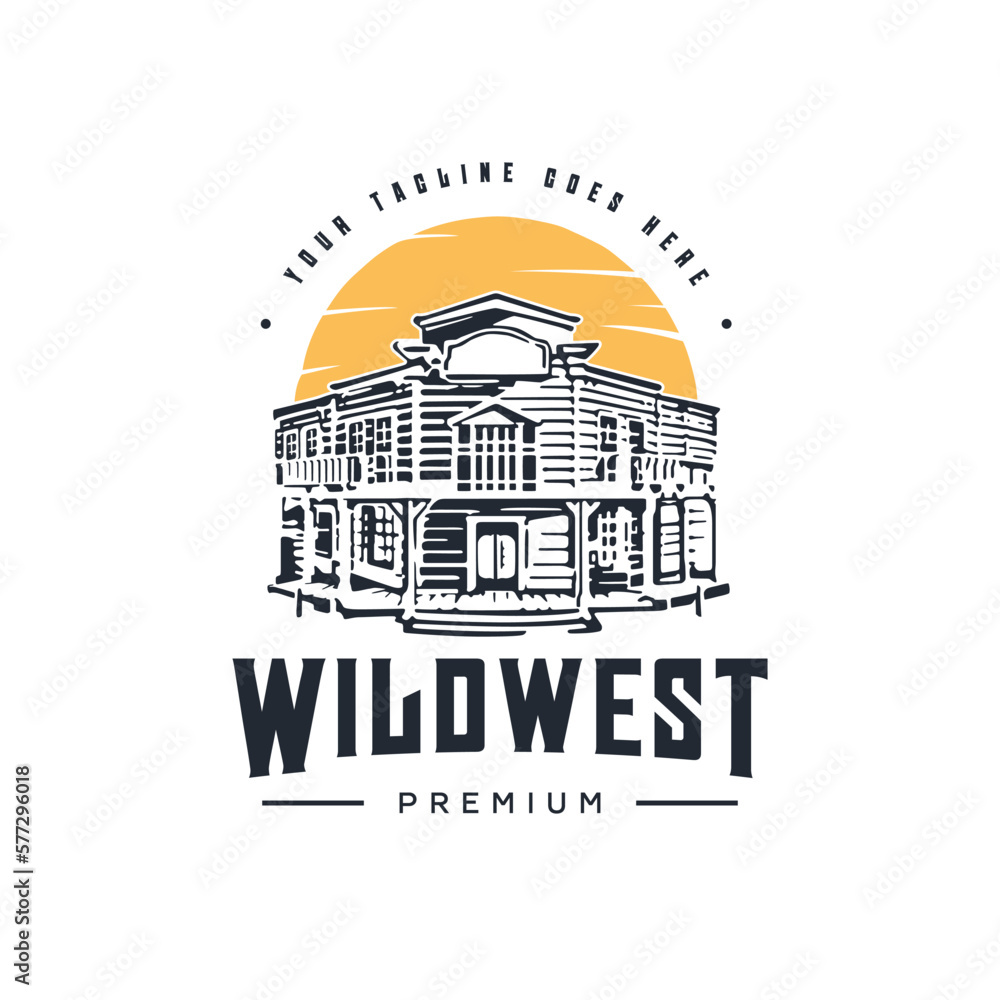 Vintage Retro Western Country Town Logo illustration