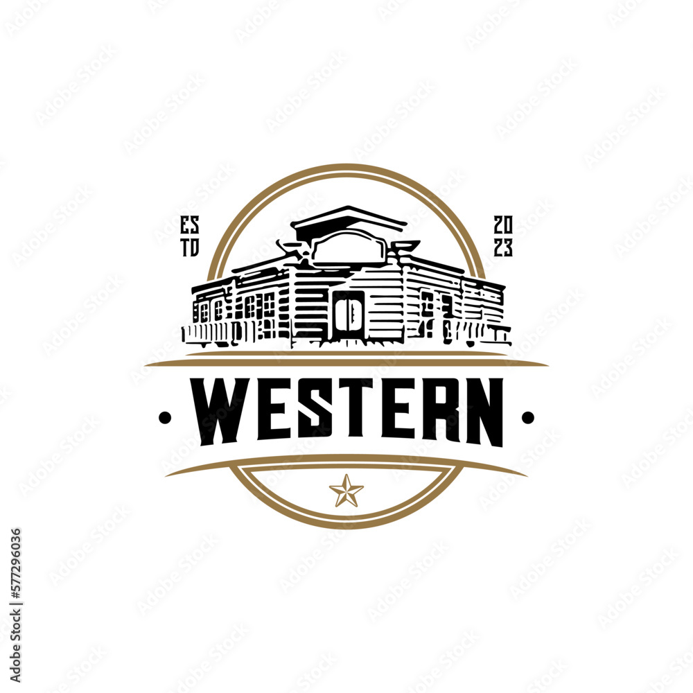 Fototapeta premium Vintage Retro Western Country Bar Emblem Logo design
