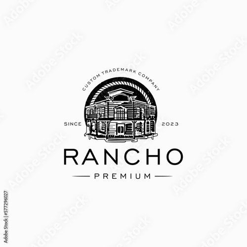 Vintage rodeo ranch wild west style house logo design