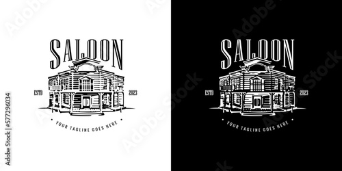 Saloon bar wild west cowboy vintage logo illustration