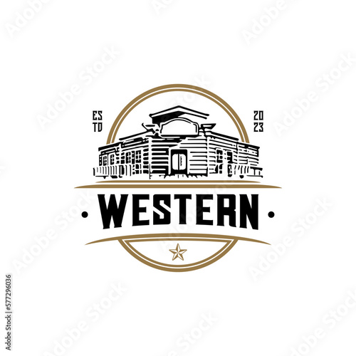 Vintage Retro Western Country Bar Emblem Logo design