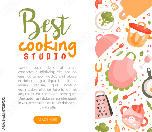 Best cooking studio logo design. Cooking school  culinary class  food studio landing page  web banner vector