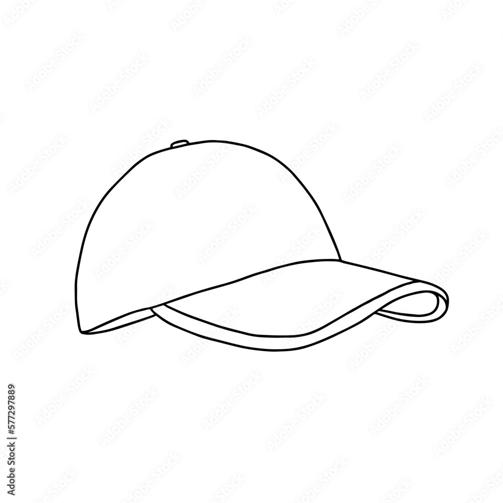 Outline Cap Template. Vector illustration. Copy space. Linear, vector, realistic, outline illustration. Outline Cap Template. Vector illustration. Copy space. Linear, vector, realistic, outline illustration.