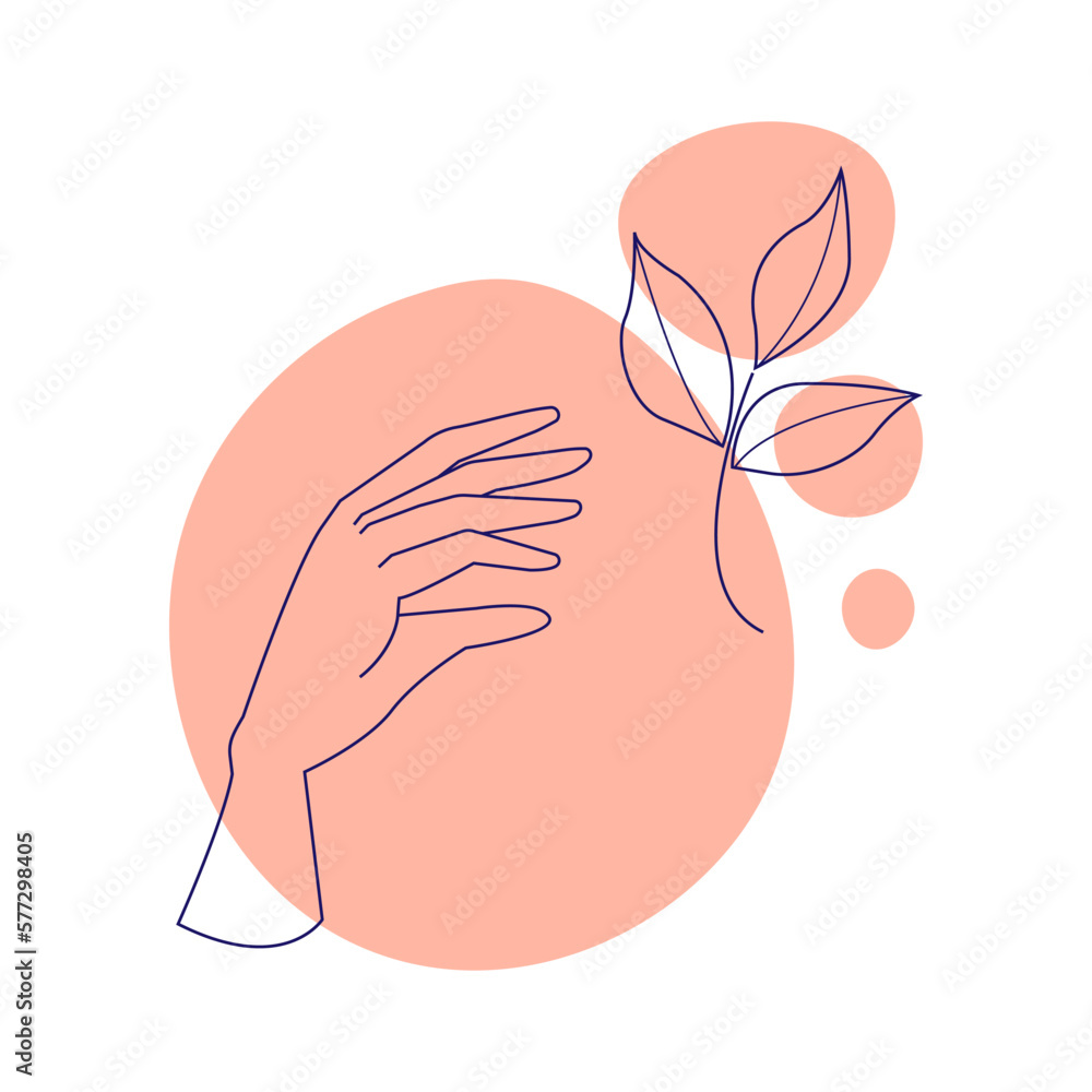 Obraz premium Hand with flower. Esoteric symbol. Hand drawn linear