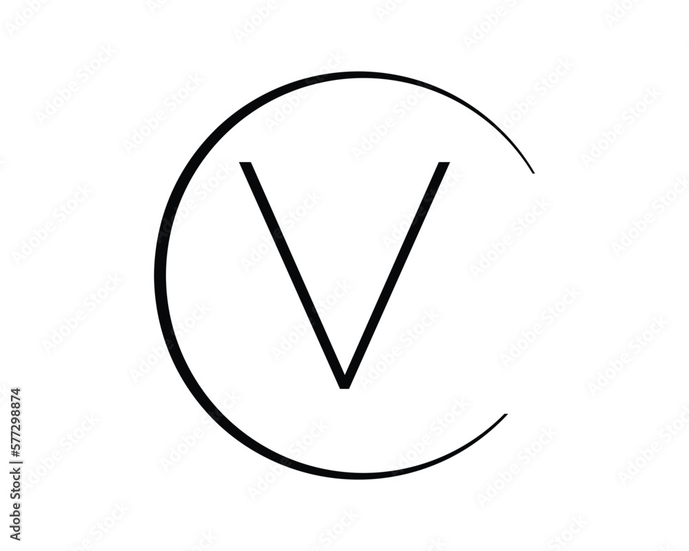 V letter vector with circle creative design template elements. V letter vector with circle creative design template elements.