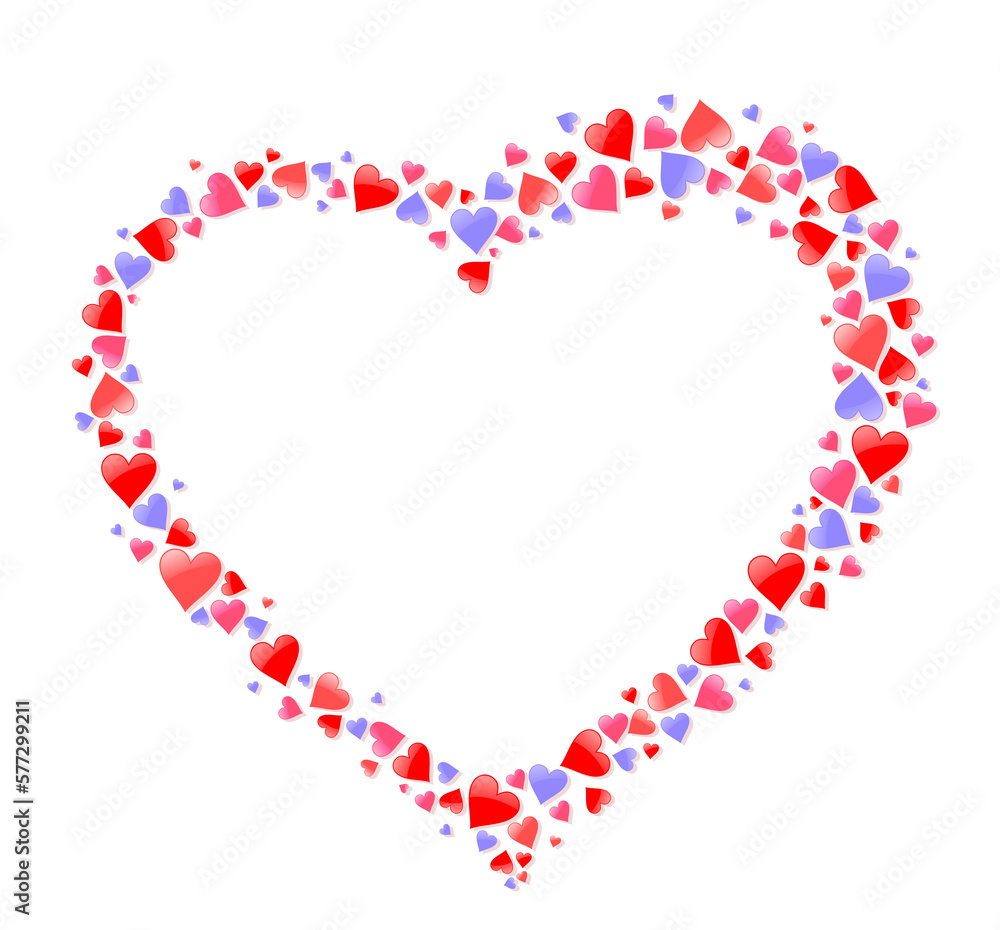 The stylized  red frame with hearts.
