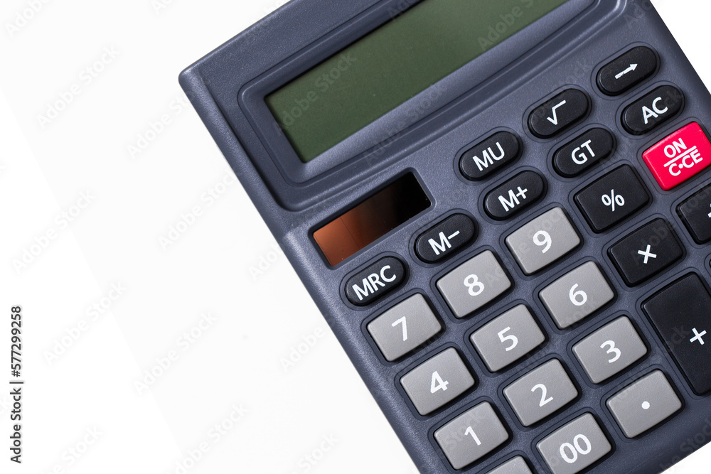 Calculator isolated on white. Simple object background. Cutout counting device. Calculator isolated on white. Simple object background. Cutout counting device.