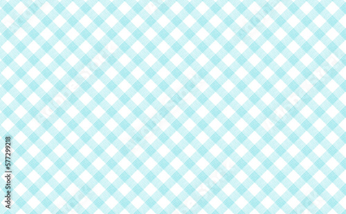 水色の爽やかな手描き風ななめのチェック柄素材