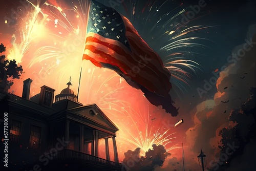The Independence Day background, 4th July holiday celebration illustration. Generative AI
