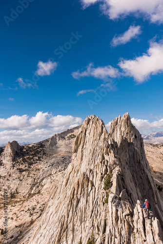 Climber traversing Mathes Crest in Yosemite High Country, Yosemite National Park photo