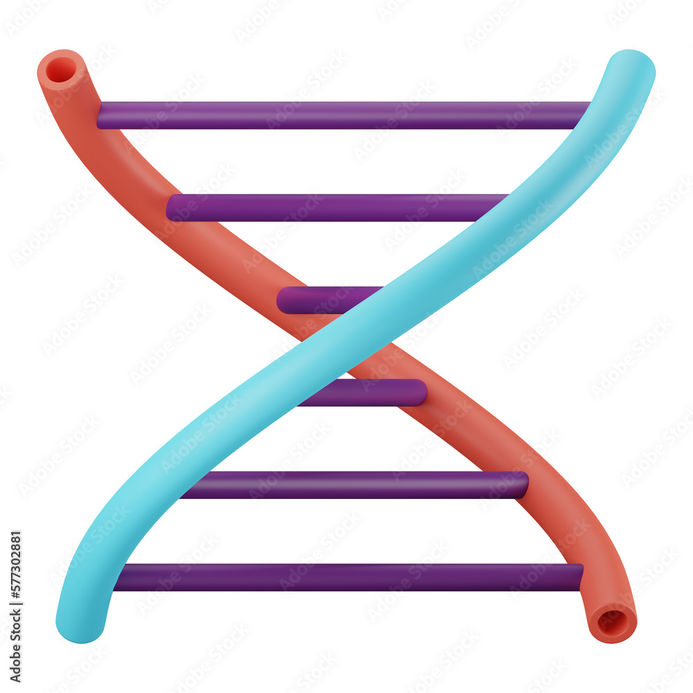 3d illustration of dna icon logo with transparent background