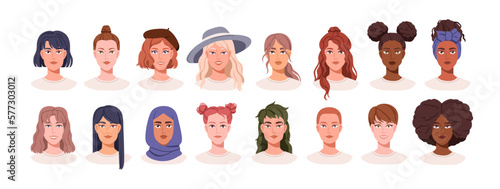 Obraz na płótnie Women avatars, head portraits set