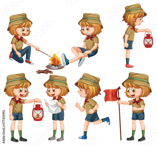 Set of Children Camping