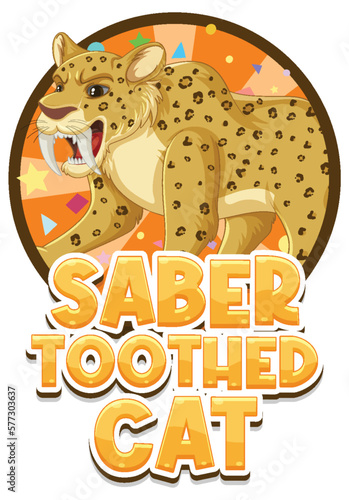 Saber toothed cat cartoon character logo