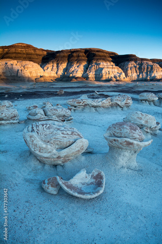 Cracked Eggs formation at sunset, Bisti Badlands, Farmington, New Mexico.