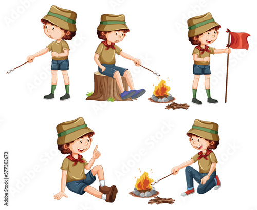 Set of Children Camping