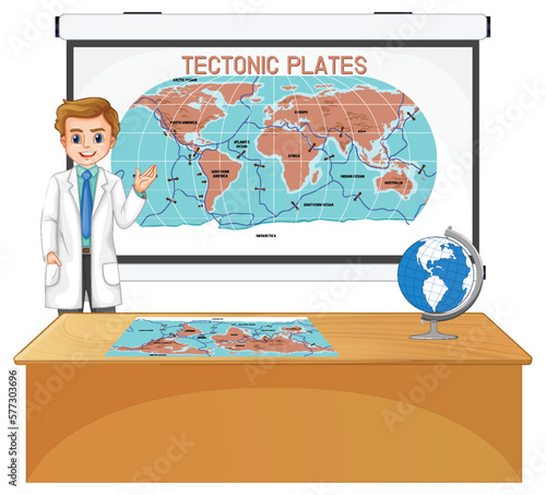 Teacher explaining tectonic plates
