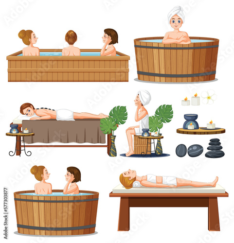Collection of women enjoying spa treatments