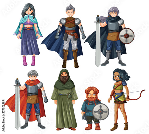 Set of medieval cartoon character
