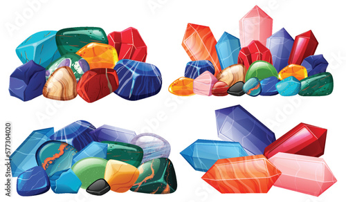 Set of healing crystals and stones