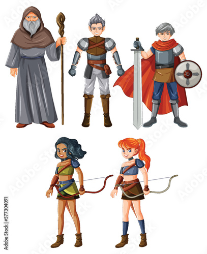 Set of medieval cartoon character