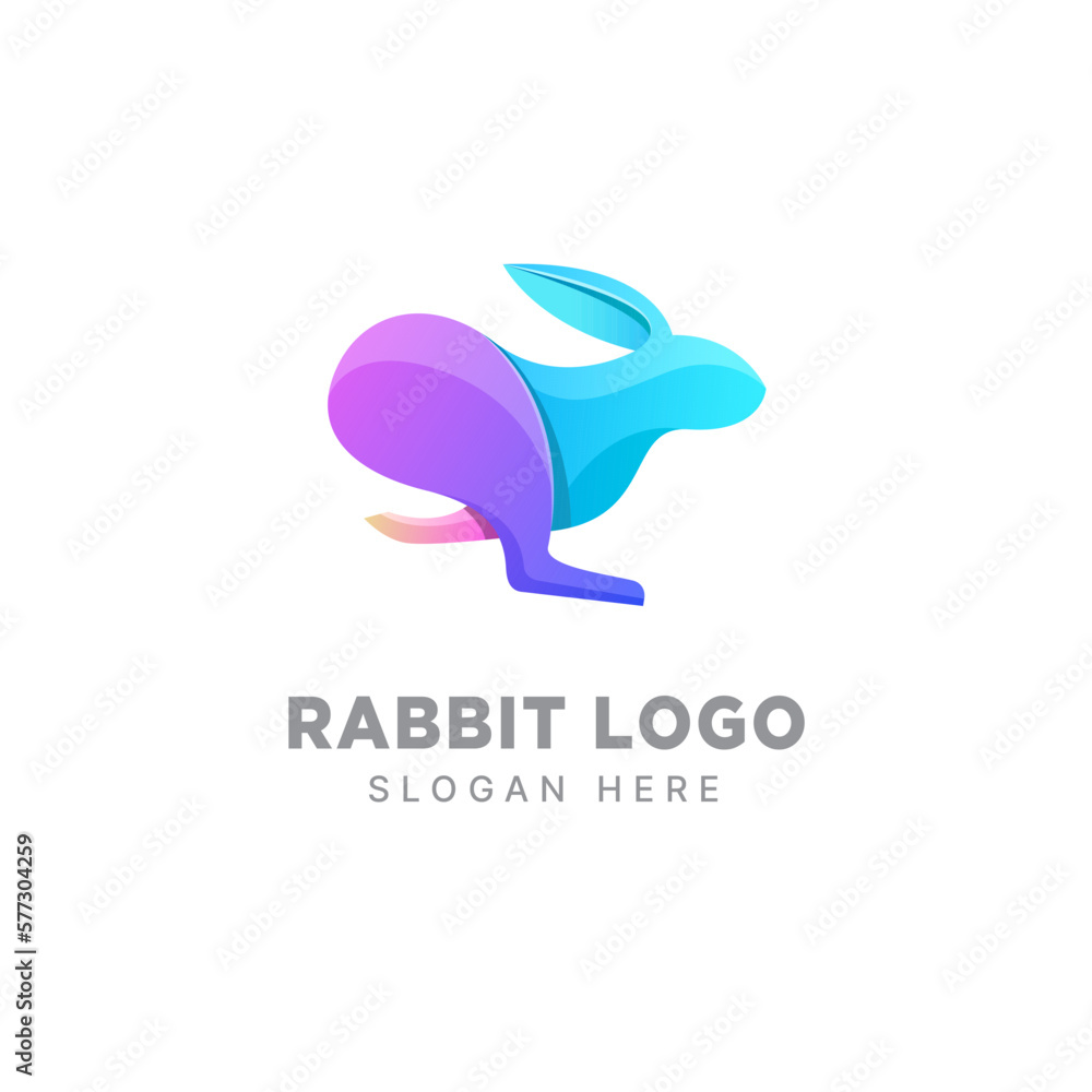 Obraz premium Vector logo illustration rabbit gradient colorful style