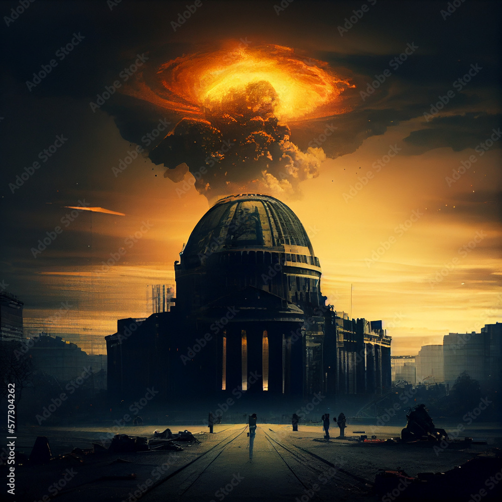 Obraz premium Explosion über Staatsgebäude