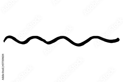 Vector doodle wave. Black tide brush stroke of paint isolated on white background. Hand-drawn plume illustration for summer print, clothes decoration. Liner line image. Ornamental calligraphic strip