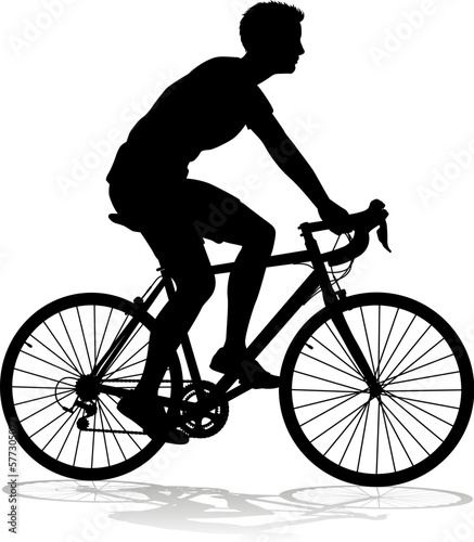 A bicycle riding bike cyclist in silhouette