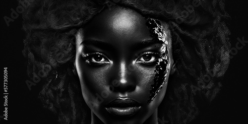Hübsche junge Afrikanerin posiert als Model für Porträt Aufnahmen im Studio, ai generativ