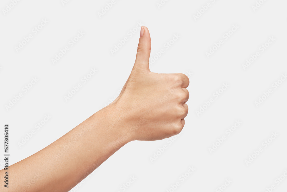 woman's hand making ok sign, isolated