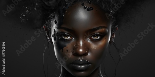 H  bsche junge Afrikanerin posiert als Model f  r Portr  t Aufnahmen im Studio  ai generativ
