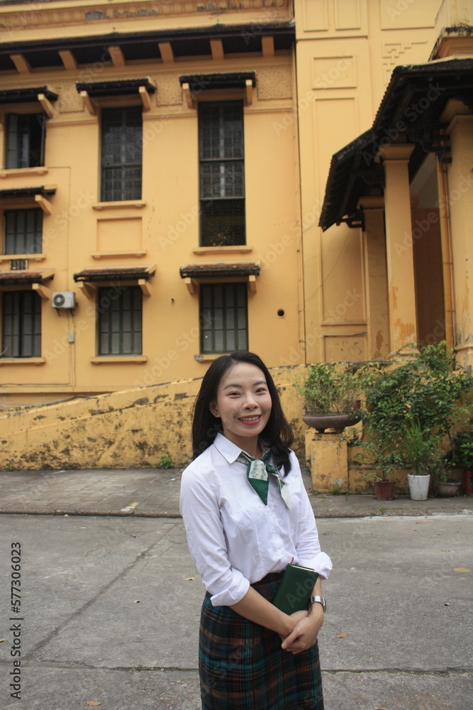 Happy Young Asian student girl