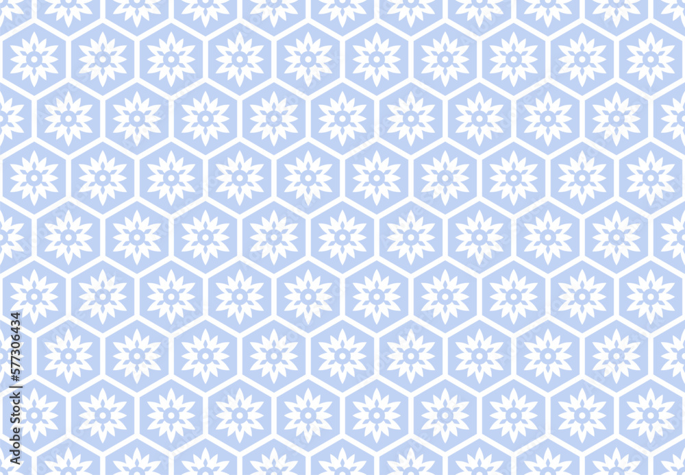 Seamless Blue Geometric Hexagons Pattern. Honeycomb Structure.