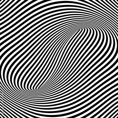 Op Art Lines Pattern with 3D Illusion Effect. Abstract Background. photo