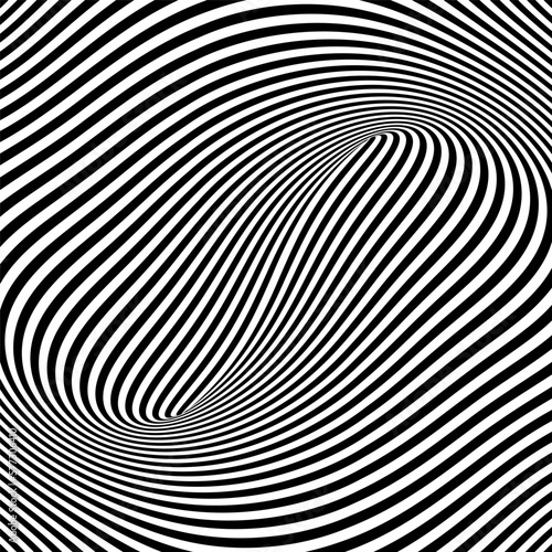 Op Art Lines Pattern with 3D Illusion Effect. Abstract Background.